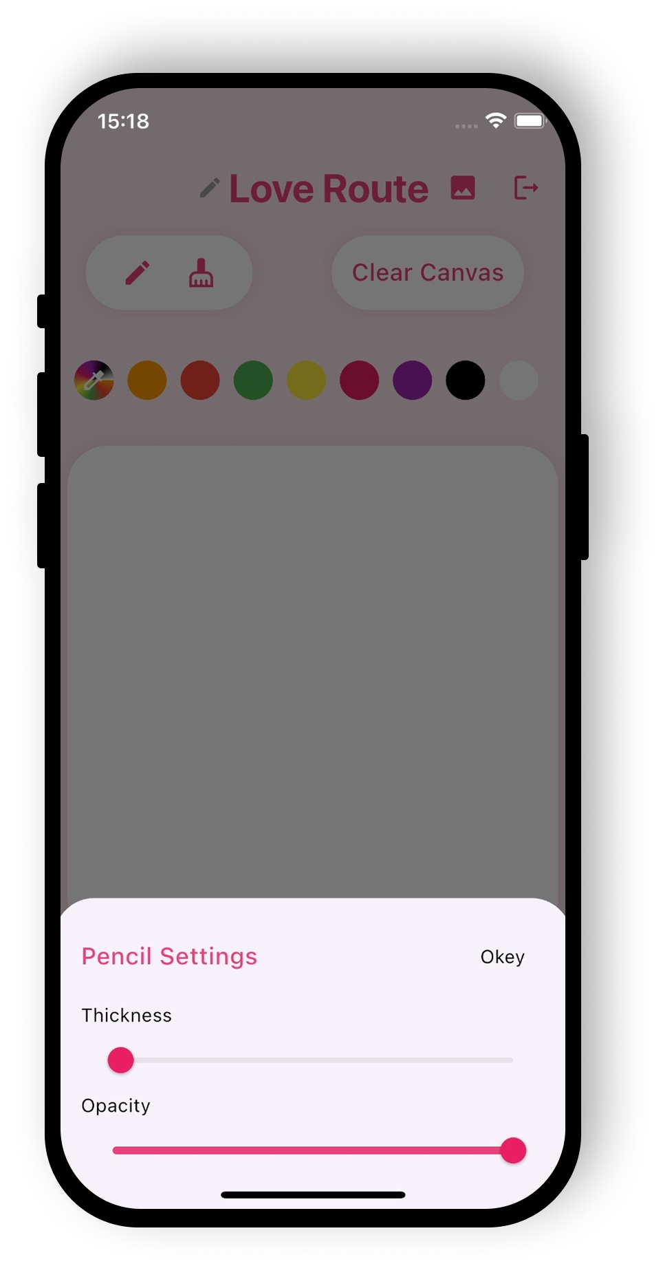 Pencil Settings Screen